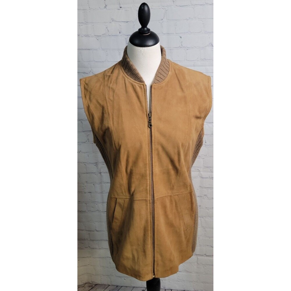 Vintage Marc Aurel Women's Vest size 40 US Lg Full Zip Ribbed Knit Collar Sides
